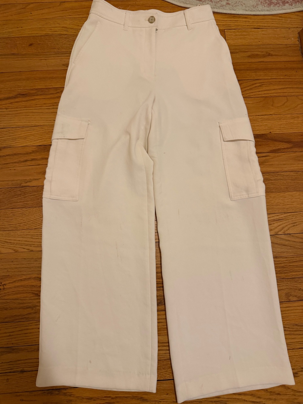 Wilfred Aritzia Cream Wide Leg Cargo Pants Size 8 Utility Trouser